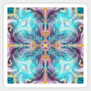 Aqua Nebula Kaleidoscope Sticker